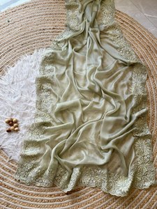 Sari de Moda con Bordado a Mano de Estilo Sencillo y Elegante, Tela de Seda Georgette con Borde de Corte Decorativo y Blusa Combinada para Fiestas - Product Image 6