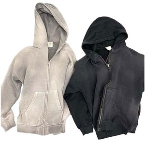 Ensemble de survêtement 2 pièces pour homme, taille XL, en molleton d'hiver 100% coton 420 g/m², délavé à l'acide, avec logo personnalisé, broderie appliquée, léger, style Hip Hop - Product Image 2