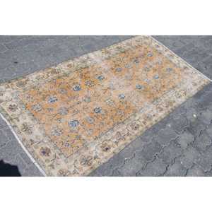 Tapis turc, tapis vintage 3,3x6,6 pieds, tapis en laine persan bleu - Product Image 3
