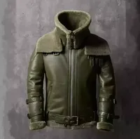 Veste en cuir pour pilote B3 Bomber Aviator RAF en véritable peau de mouton, col double