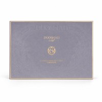 Scatola Regalo Pieghevole Morbida Personalizzata Eco-Friendly Grigio Lavanda con Flock Parziale, Stile Libro con Lamina Oro, per Cosmetici e Skincare, con Apertura a Strappo