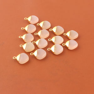 Milky Opalite Coussin Forme Boucles D'oreilles Pendentif Charmes Plaqué Or DIY Faire Des Bijoux Charme Connecteur Fourniture - Product Image 4