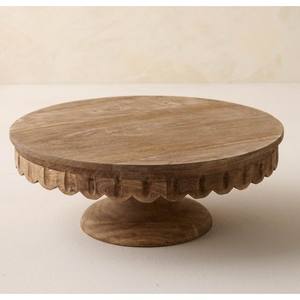 Soporte redondo para pasteles Decoración Soporte de pastel de madera rústico marrón Bodas y fiestas Elegante y elegante madera redonda - Product Image 6