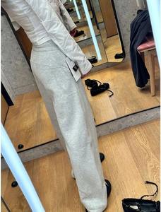 Pantalones holgados de cintura alta sólidos elegantes moda mujer primavera otoño Y2K Retro bolsillo pantalón de pierna ancha Casual pantalón de chándal pantalones sueltos - Product Image 4