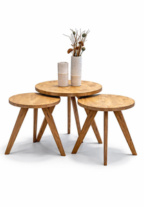 Ensemble de 3 tables gigognes en bois, design moderne et minimaliste, ensemble de tables d'appoint multifonctionnelles - Product Image 2