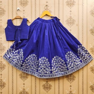 Shoryam Fashion, ensemble de vêtements ethniques pour filles, lehenga choli long, bleu royal, brodé, pour mariages et fêtes - Product Image 2