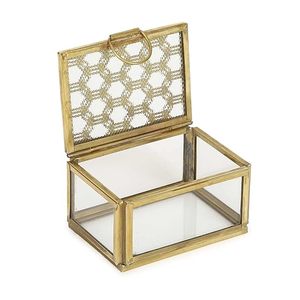 Organizador de Joyas de Vidrio Premium con Marco de Latón Dorado para una Decoración Elegante del Hogar - Product Image 1