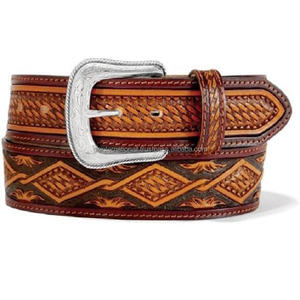 Cinturones de cuero occidental hechos a mano de último diseño, cuero de vaca para hombres y mujeres, cinturones florales de estilo occidental hechos a mano Unisex - Product Image 4