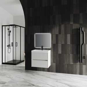 Mobile Bagno Koricini Cannes 60cm Bianco Opaco Scanalato con Lavabo in Resina, Moderno e Salvaspazio - Product Image 4