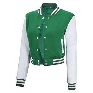 Chaqueta Universitaria Estilo Bomber para Mujer, Chaqueta Casual con Forro Suave Impermeable Teñido en Satén, Chaqueta Universitaria con Letras Bordadas - Product Image 6