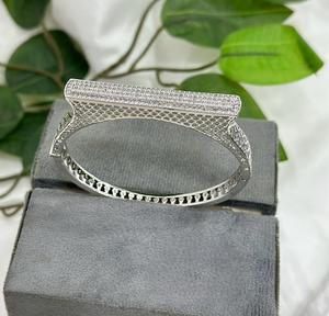 Exclusive Silver Finish Premium Quality CZ Openable <b>Bracelet</b> for Wedding and Engagement Collection Party Wear For Women - Product Image 1