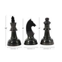 Tendance Sculpture d'échecs en aluminium avec chevalier reine et roi pièces d'échecs noires décor à la maison sculpture polie moderne inde 2025