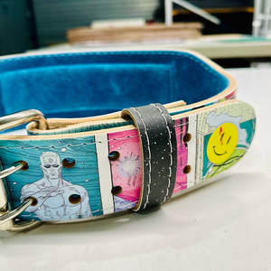 Joker imprimé en cuir véritable ceinture d'haltérophilie boucle à Double broche conception conique Gym entraînement soutien du dos ceinture profilée - Product Image 6