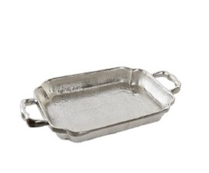Bandeja de metal galvanizado con mango dorado, mesa de restaurante y Hotel, bandeja de metal decorativa, bandejas de servicio de diseño clásico - Product Image 2