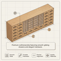 Commode à ongles en bois massif grande capacité avec tiroirs et façade transparente en acrylique, meuble de présentation rustique pour vernis à ongles pour salon