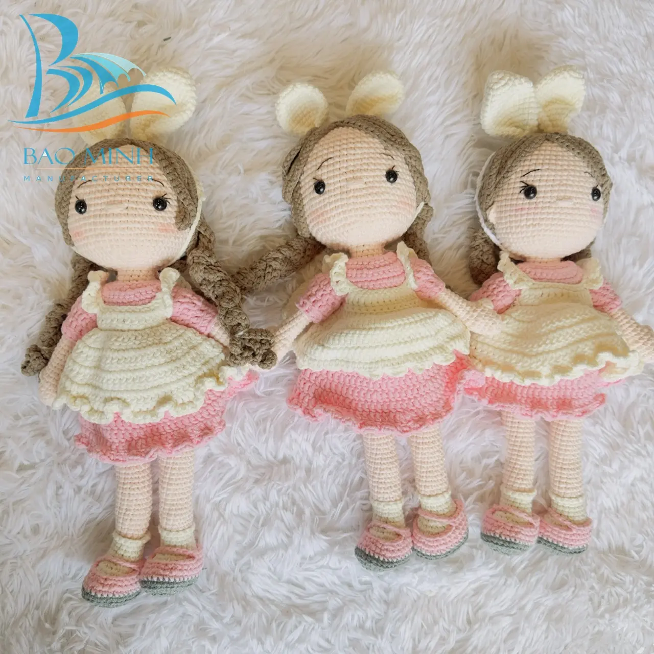 Belle couleur personnalisée faite à la main au Vietnam Amigurumi Crochet poupées jouets pour filles bébé cadeaux