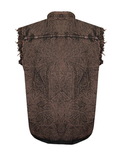 Chaleco sin mangas lavado con lejía para hombre Vintage algodón deshilachado Biker Tank Retro Grunge Streetwear Casual Festival Clubwear Top - Product Image 3