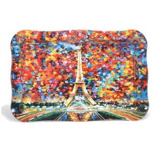 Bandeja de metal rectangular elegante de 238x358mm con borde ondulado Afremov Plato de servicio estilo París hecho de nácar - Product Image 1