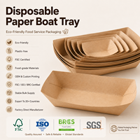 Barquette jetable en papier avec bord plié, design kraft, pour service de hot-dogs, service d'emballage OEM ODM