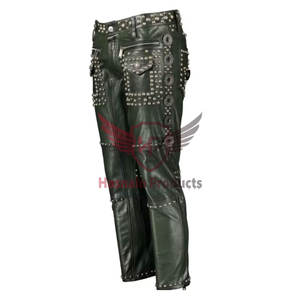 Pantalon en cuir élégant multi-poches pour hommes Pantalon décontracté Hip Hop Streetwear - Product Image 1