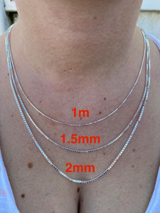 Collar de cadena de eslabones de acero inoxidable con corte de caja de alto pulido Chapado en plata 925 para mujer - Product Image 4