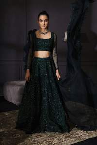 2023 New Indian and Pakistani Stylish Sparkly Blouse with Sequined Lace Lehenga <b>Dress</b> <b>for</b> Party or Wedding Wear - Product Image 2