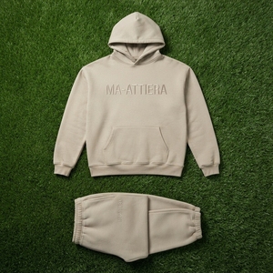 <b>Womens</b> <b>Cream</b> Beige Hoodie Tracksuit Set <b>Fleece</b> Pullover Jogger Pants Matching Casual Activewear Loungewear Outfit Modern - Product Image 6