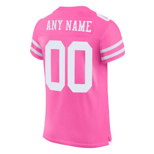 Maillot de Football américain de haute qualité couleur rose demi manches col en V Polyester fait maillot de Football de fan de sport pour unisexe - Product Image 2
