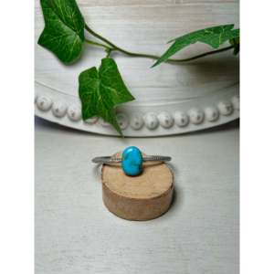 Navajo Handmade Kingman Turquoise & Sterling <b>Silver</b> <b>Cuff</b> <b>Bracelet</b> Cultural Collectible Jewelry - Product Image 1