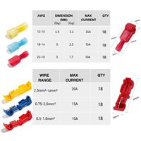 Kit de 108 bornes à sertir en laiton plaqué T-Tap, à raccordement rapide, auto-dénudantes, pour câbles automobiles 250V, modèle 13305