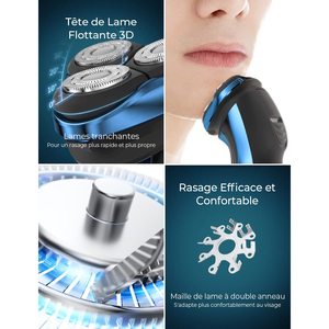 Afeitadora Eléctrica Portátil para Hombre con Cabezal Rotatorio, Cuchilla Triple, para Afeitar en Seco y Húmedo, Recortadora de Barba, Resistente al Agua IPX7, Lavable - Product Image 6