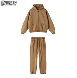 Conjunto de chándal con cremallera, chándales en blanco lavados con ácido personalizados, Sudadera con capucha, sudaderas con capucha lisas de peso pesado y joggers, sudaderas con capucha lisas para hombres - Product Image 1