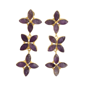 Boucles d'oreilles en laiton de style statement, cristaux de guérison authentiques, finition satinée en laiton, pièce tendance, vente en gros, lots de mode - Product Image 1