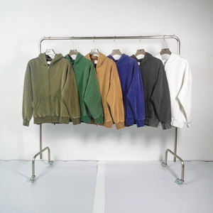 Sweat-shirt à capuche zippé unisexe Wahed Heavyweight Fleece recadrée avec fermeture à glissière personnalisée surdimensionnée vente en gros Blanks Digital PolyesterCotton pour hommes - Product Image 1