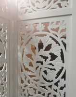 Paravent pliant en bois blanc vintage, sculpté de motifs floraux, pour l'intimité à la maison et la décoration intérieure