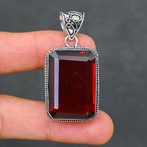 925 Silver Luxury <b>Statement</b> Garnet <b>Necklace</b> - Product Image 1