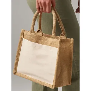 Borse Shopper Promozionali Sostenibili in Cotone e Juta con Tasche per Merchandising - Product Image 5