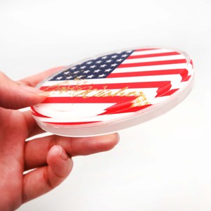 Eco-Friendly American Flag Liquid Filled Clear Acrylic Coaster with Paperweight Function Novelty Gift for Drinks - Product Image 5