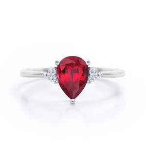 แหวนเงินแท้ 925 รูปทรงลูกแพร์ ประดับเพชรซิคอน สำหรับงานหมั้น งานแต่งงาน และงานเลี้ยง - Product Image 1