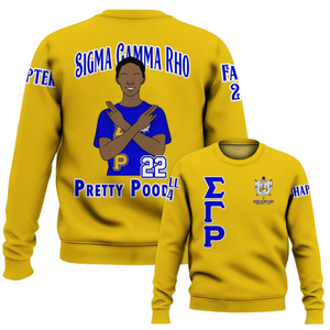 Sweat-shirt à col rond Sigma Gamma Rho Sorority bleu et or, 1922, grec, premium, 100% coton molletonné, pull pour femme, mode d'hiver, devant - Product Image 6