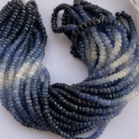 Chaîne de perles facettées rondes en saphir bleu naturel dégradé, modèle 855, 2 mm et 4 mm, qualité AAA, faites à la main en Inde, certifiées IGI