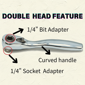 Poignée à cliquet courte à double tête, qualité DIY, OEM/ODM, poignée incurvée, 72T X 90mmL, outils ITA - Product Image 2