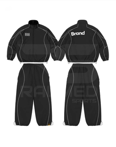 Survêtement coupe-vent 2025 100% nylon Pantalon et veste zippée Logo DTF Imperméable Lignes réfléchissantes Survêtement coupe-vent - Product Image 1