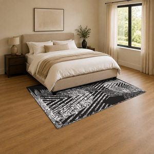 RUGS DEPOT LXDP-0600 Wholesale Charcoal Grey Modern Vintage Digital Printed Machine Washable Chenille Area Rug Non <b>Slip</b> - Product Image 3