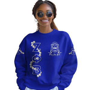 Zeta Phi Beta Sorority Crewneck Sweatshirt Women Greek 1920 <b>Blue</b> Embroidered Fleece - Product Image 4