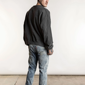 Sweat-shirt unisexe surdimensionné en coton 100% lourd, col rond, impression numérique brodée personnalisée OEM, pour l'hiver - Product Image 3