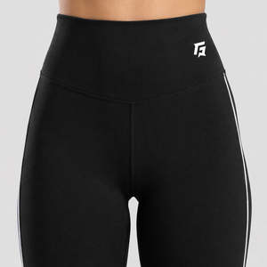 Leggings évasés taille haute noirs avec bande latérale décorative, fermetures éclair, taille élastique, tailles XXS-XXL, respirants, sportifs et sculptants - Product Image 5