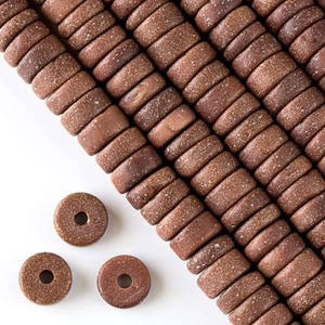 Cuentas sueltas Heishi de piedra dorada roja Natural de piedras preciosas lisas en forma de rueda redonda plana de alta calidad para mayorista de fabricación de joyas - Product Image 2