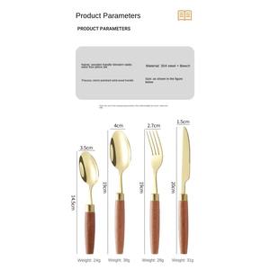 Ensemble de couverts élégants avec manche en bois et têtes dorées pour les cuisines domestiques, les hôtels, les restaurants, les occasions spéciales et les cadeaux - Product Image 4