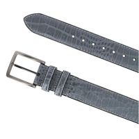 Haute qualité en cuir véritable bleu hommes Croc impression ceinture de golf point de contraste boucle en argent OEM Logo personnalisé 38mm en gros